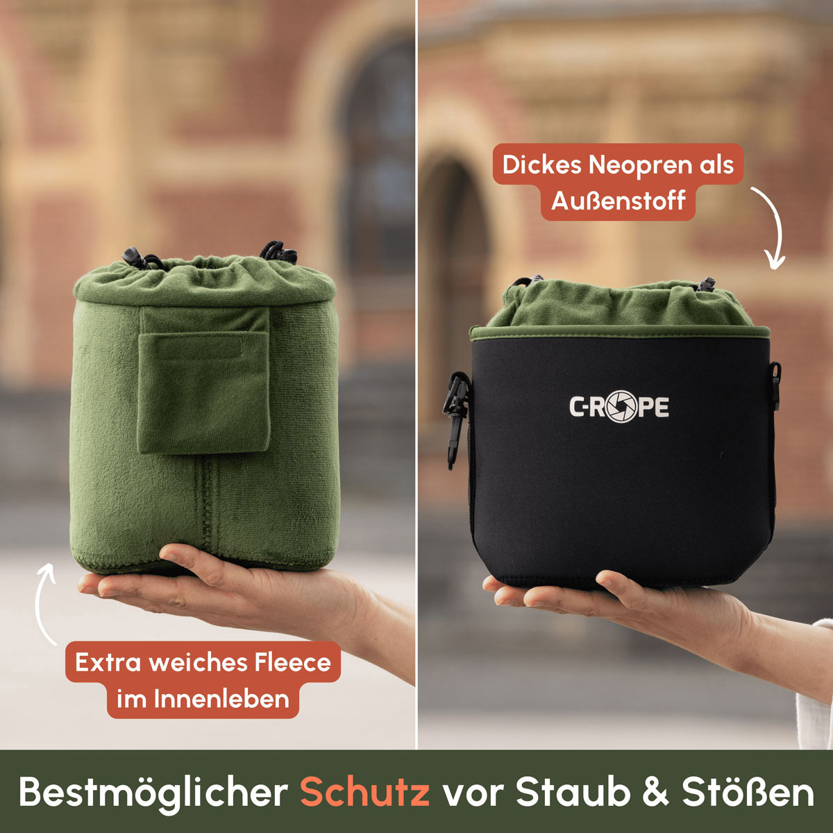 C-Rope Kamerabeutel Set, schwarz/oliv mit den Größen S/M/L