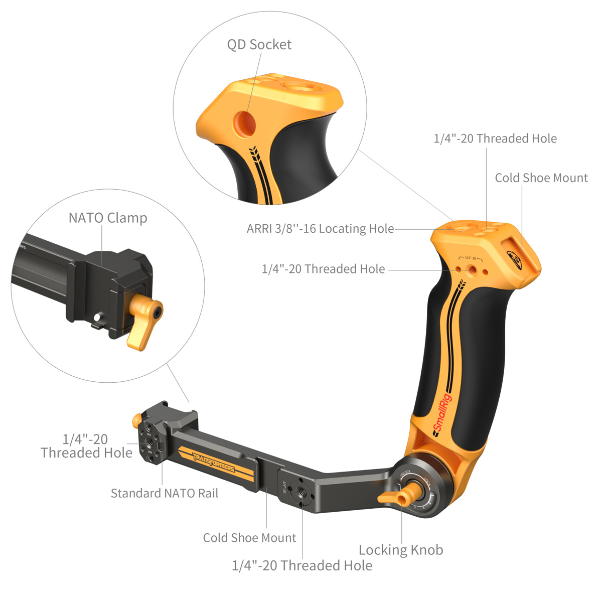 SmallRig 5524 Sling Griff für DJI RS 2/RSC 2/RS 3/ Pro/ Mini/ RS 4/Pro/Mini