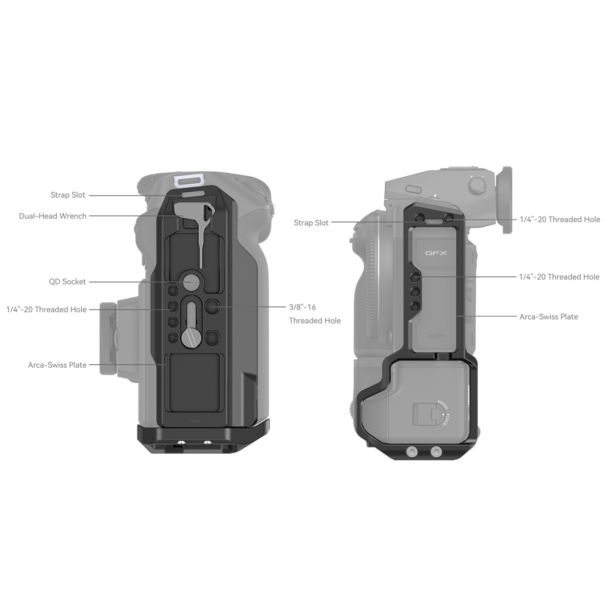 SmallRig 4203 Dezid.L-Bracket Fujifilm GFX100 II mit VG-GFX100 II Batteriegriff