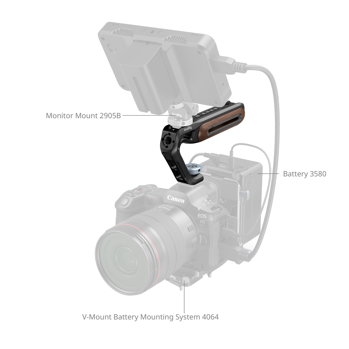 SmallRig 5250 oberer Griff aus Holz mit Cold Shoe Mount