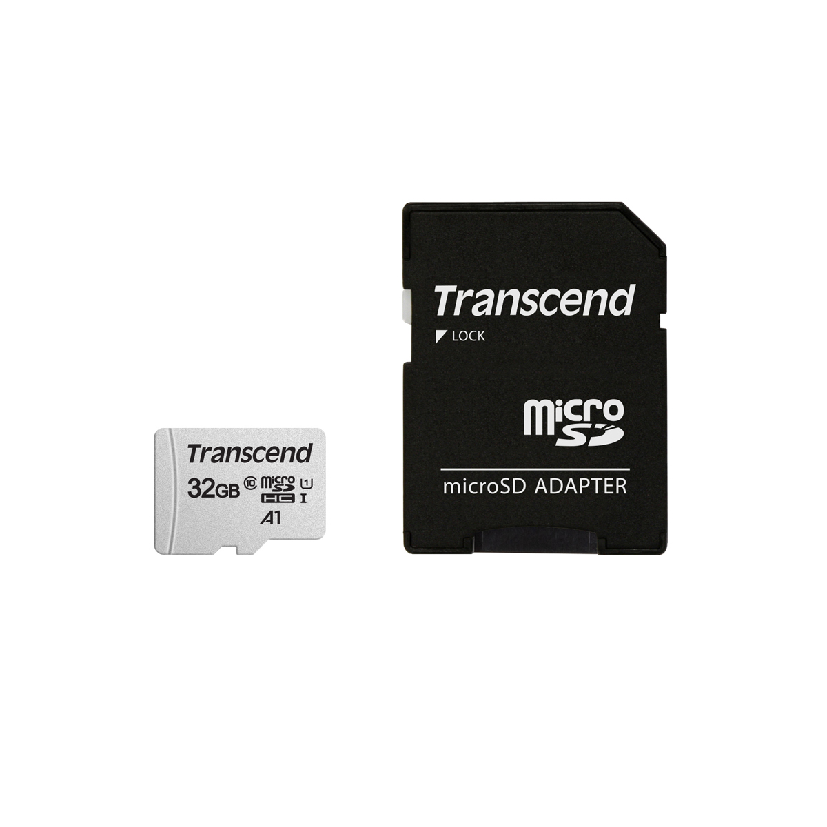 Transcend 32 GB microSDHC-Karte 300S-A, UHS-I U1 V10 95/45MB/s mit Adapter