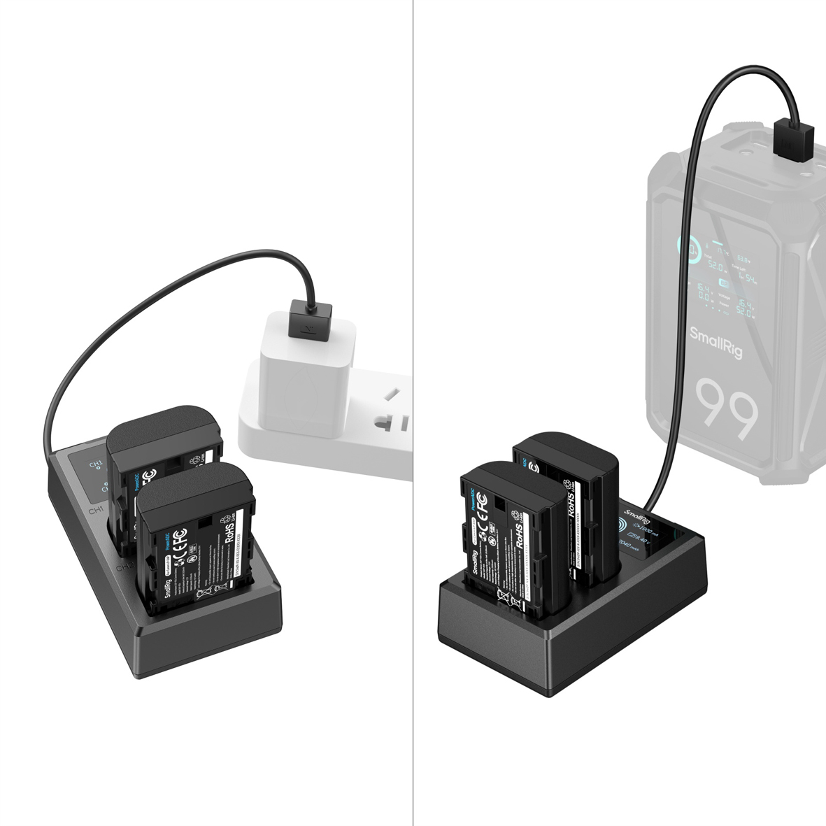 SmallRig 5409 Kamera Akku und Ladegerät Kit für Canon LP-E6P