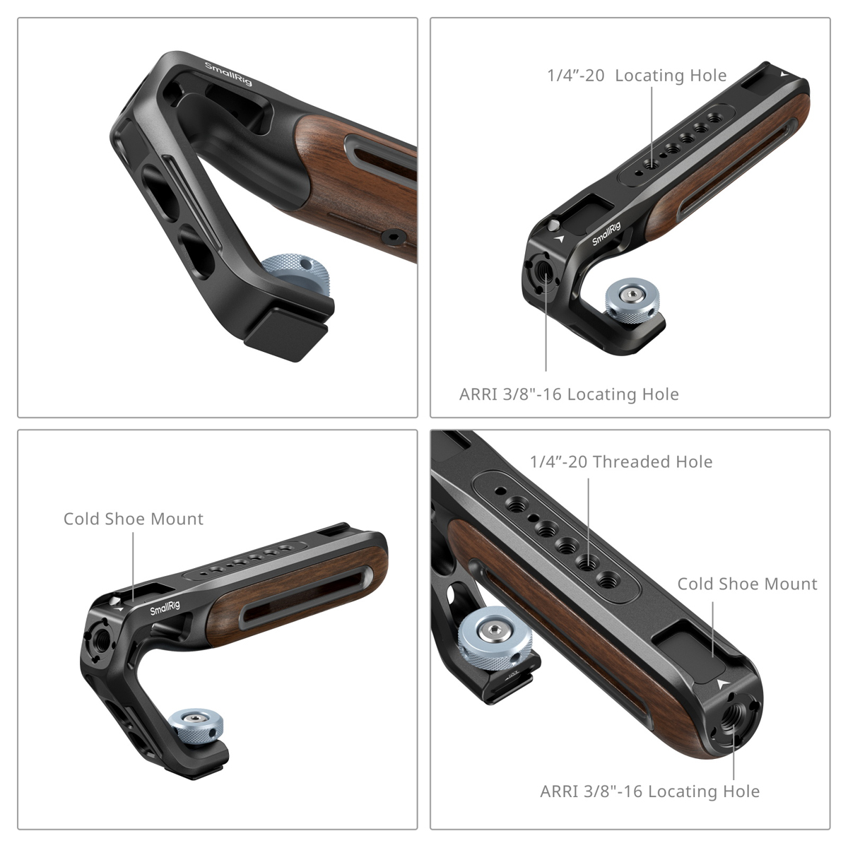 SmallRig 5250 oberer Griff aus Holz mit Cold Shoe Mount