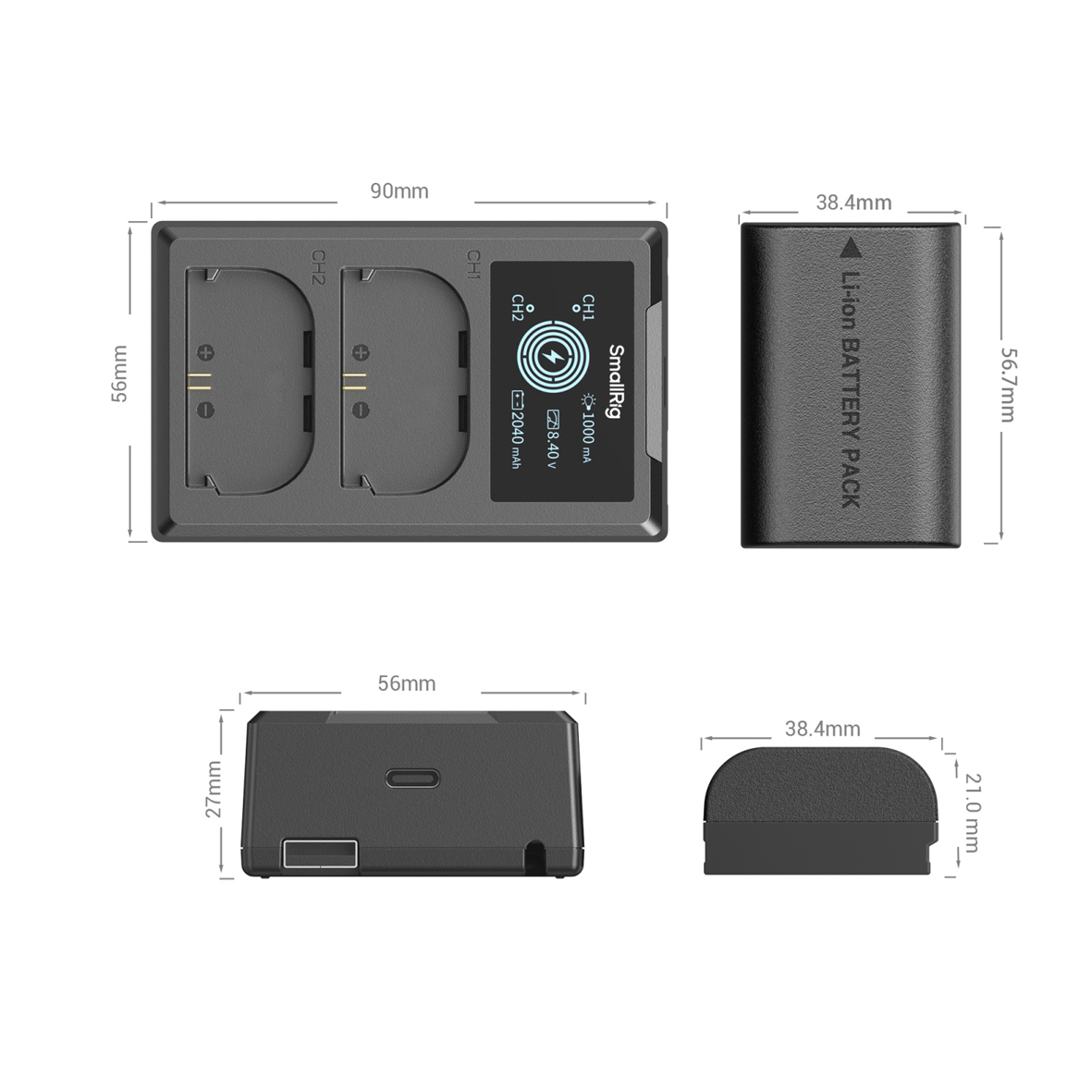 SmallRig 5409 Kamera Akku und Ladegerät Kit für Canon LP-E6P
