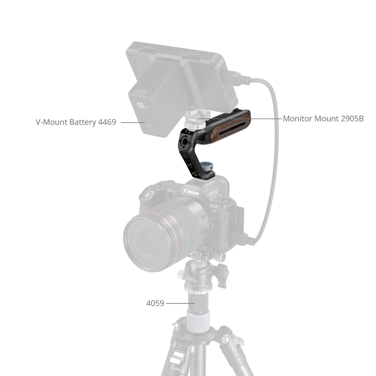 SmallRig 5250 oberer Griff aus Holz mit Cold Shoe Mount