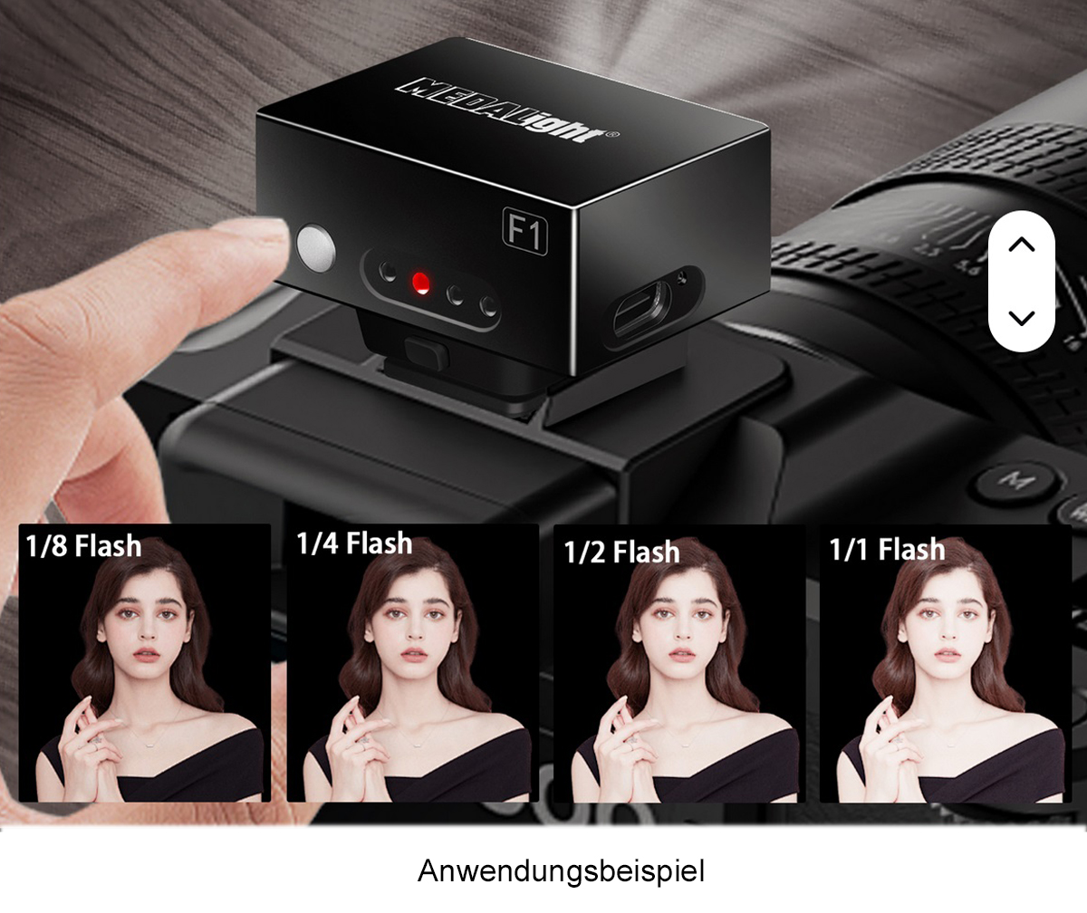 anTon MEDALIGHT Flash F1 black, wiederaufladbarer Mini-Kamerablitz