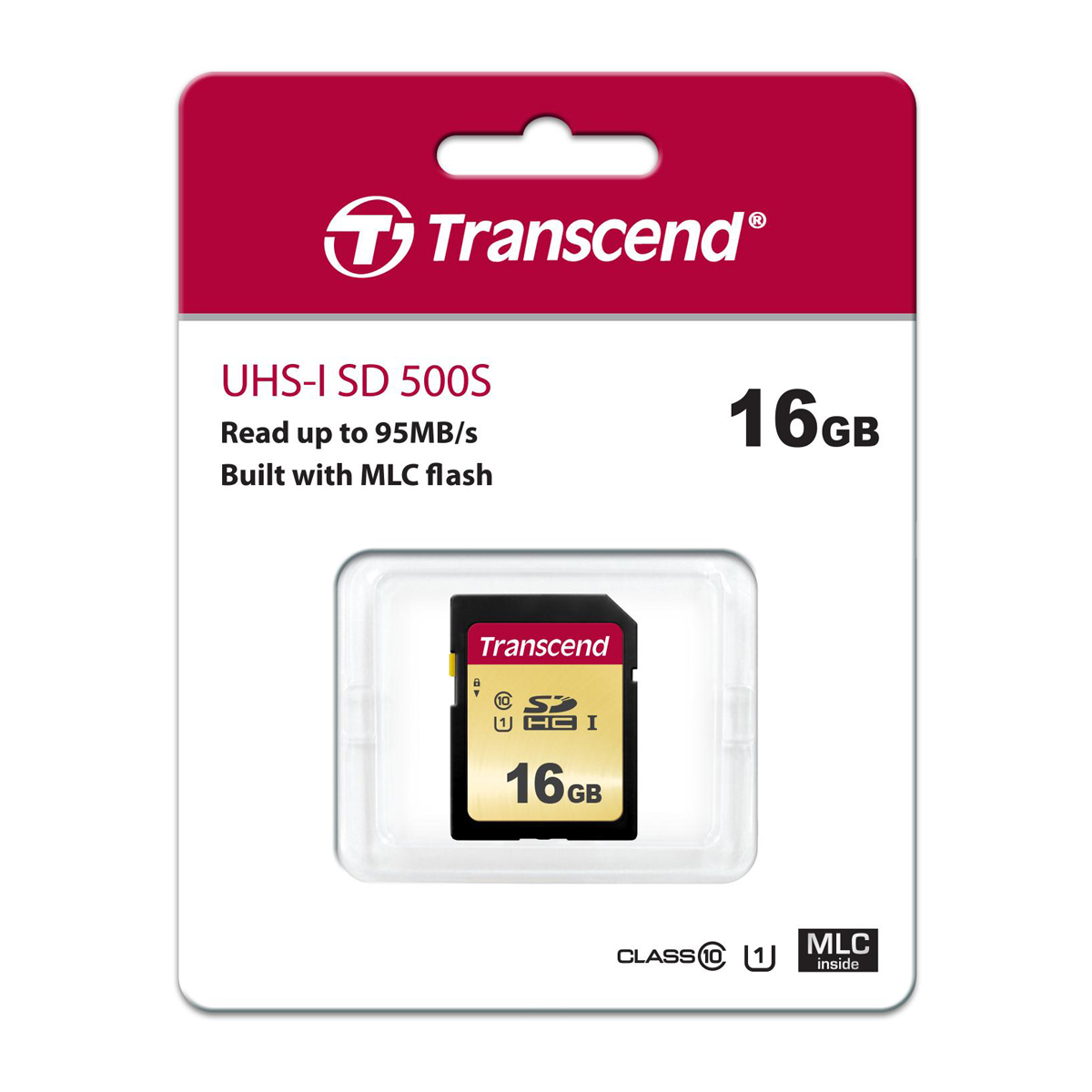 Transcend 16GB SDHC-Karte 500S UHS-I U1 Cl10 95/45MB/s