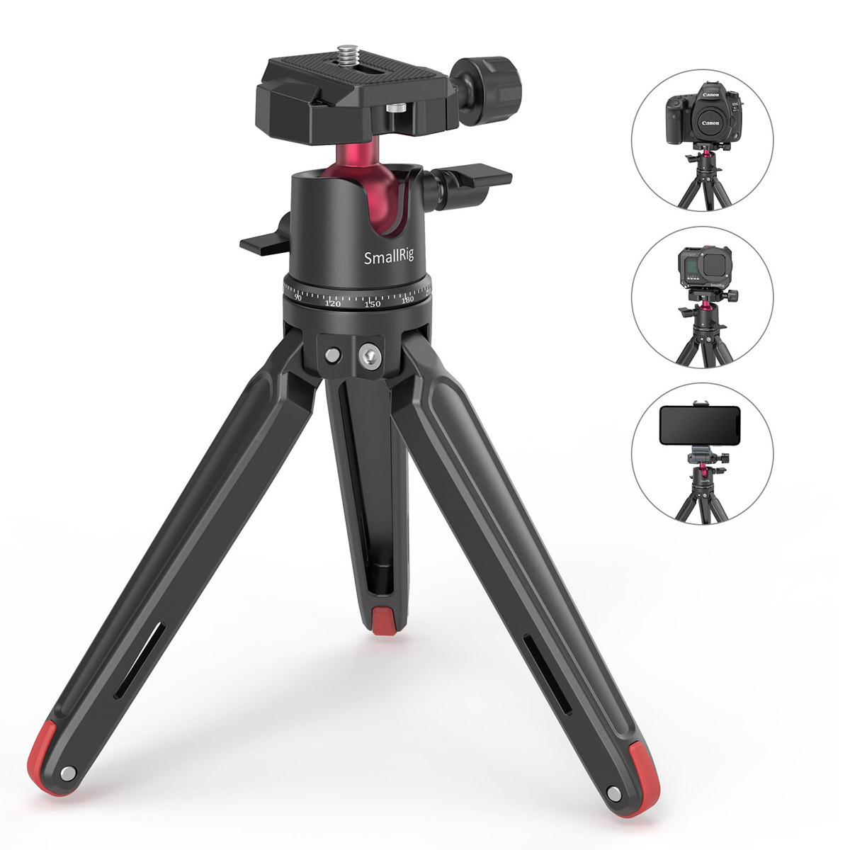 SmallRig 2664 Tabletop Mini Stativ mit Panorama Kugelkopf