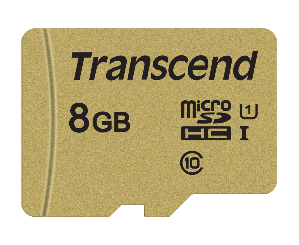 Transcend 8GB microSDHC-Karte 500S UHS-I U1 Cl10 95/60MB/s m. Adapter