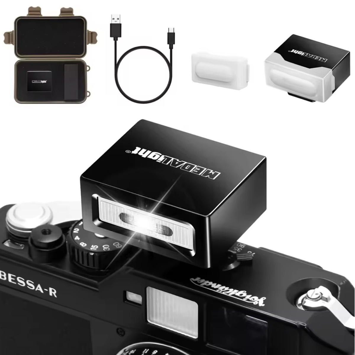 anTon MEDALIGHT Flash F1 black, wiederaufladbarer Mini-Kamerablitz