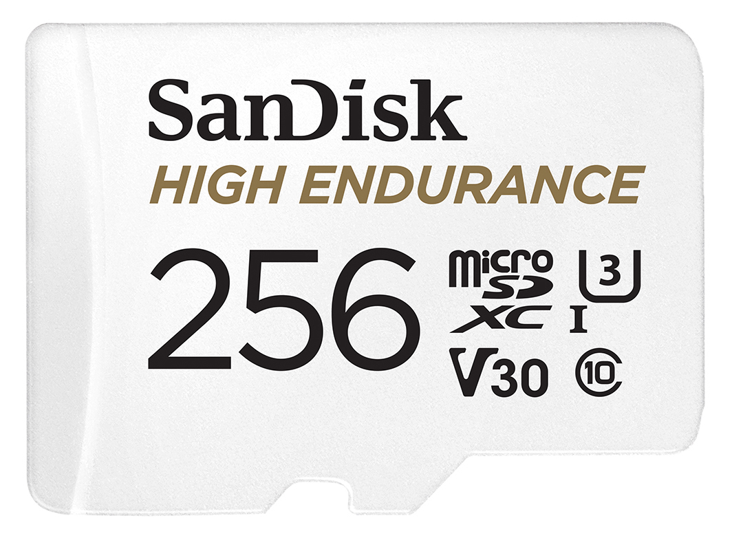 SanDisk High Endurance 256 GB microSDXC Karte mit SD-Adapter, C10, U3, V30