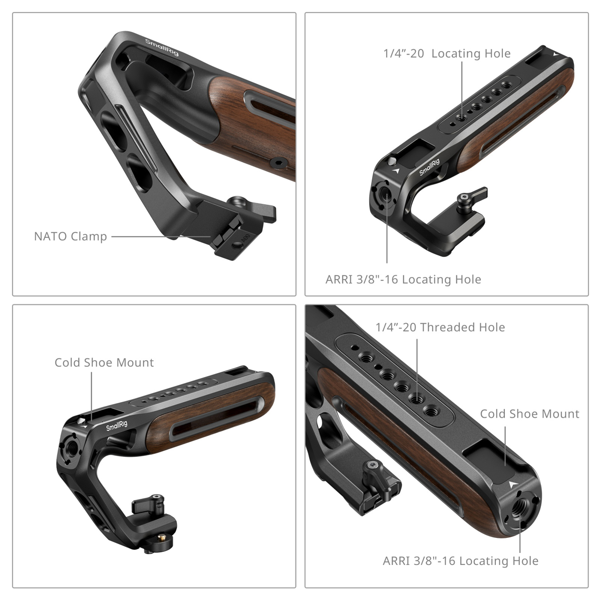 SmallRig 5251 oberer Griff aus Holz mit NATO-Klemme