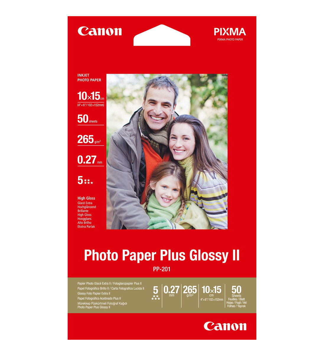 Canon PP-201 Fotoglanzpapier Plus II 10x15 50 Blatt 265g/m²