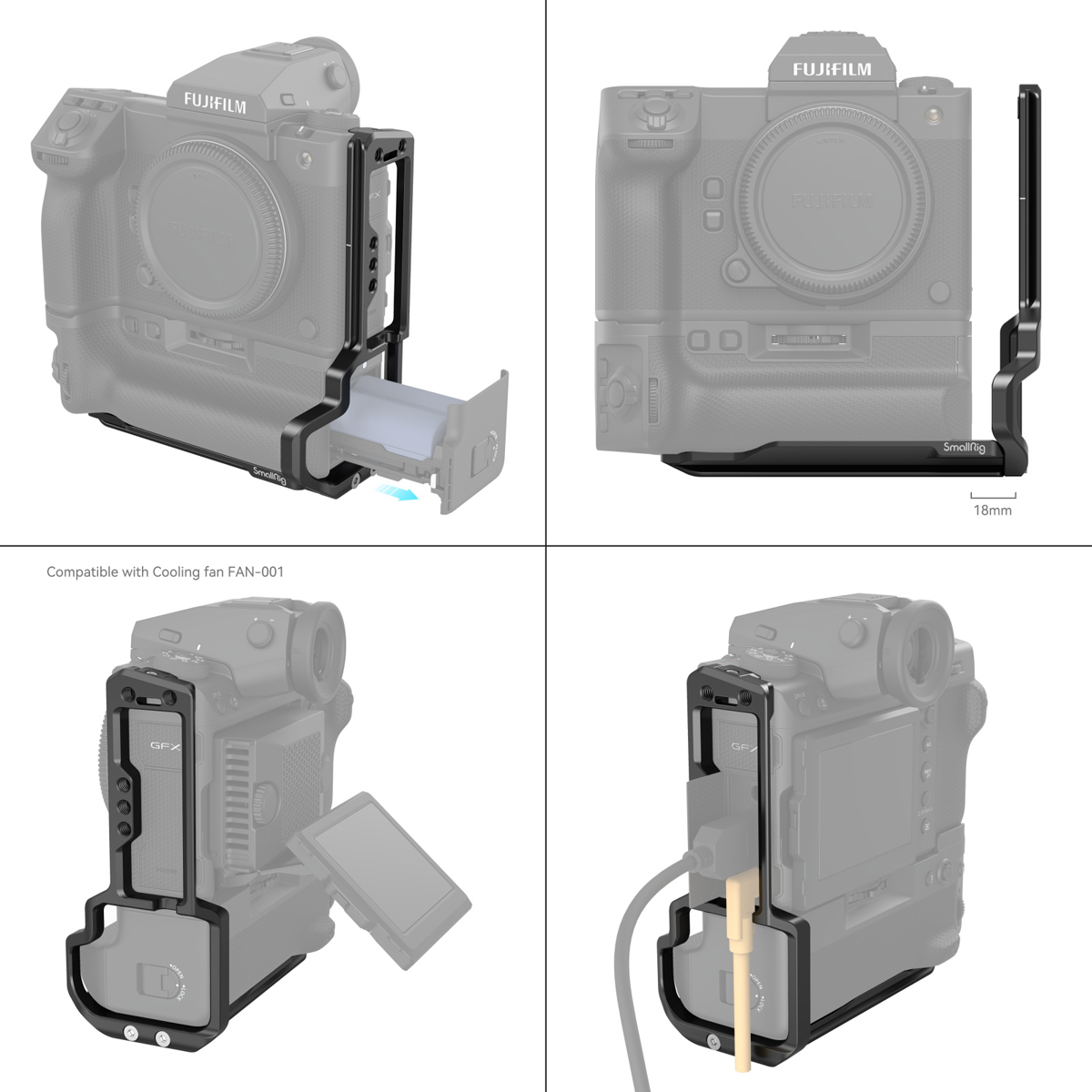SmallRig 4203 Dezid.L-Bracket Fujifilm GFX100 II mit VG-GFX100 II Batteriegriff